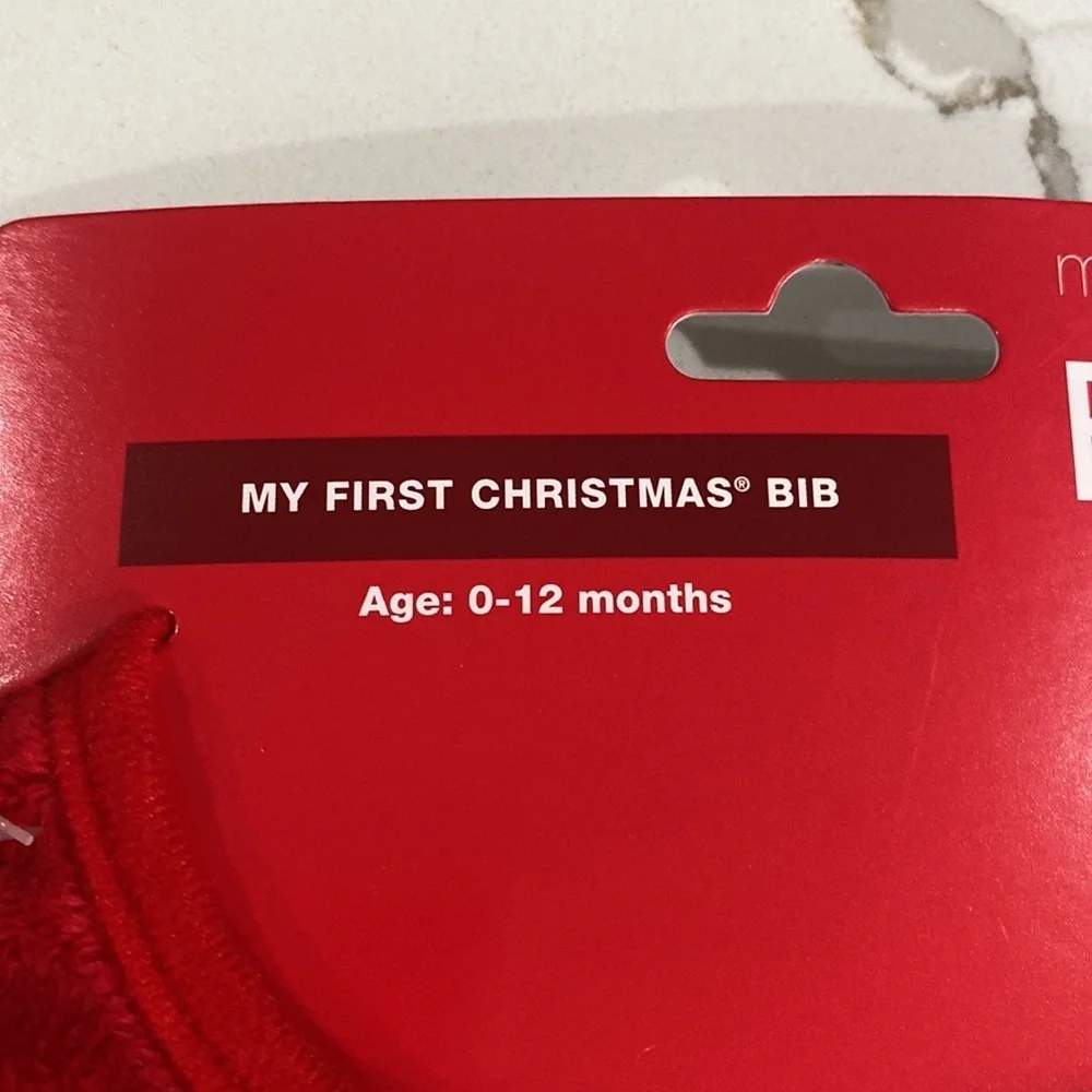 NWT Infants Baby's First Christmas Bib‎ & Booties Set Red
